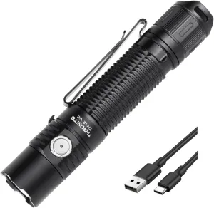 ThruNite TN12 V6 Tactical LED Flashlight, High 1950 Lumens Dual Switch, USB-C Rechargeable Flashlight Compact for EDC, Law Enforcement, and Outdoor Use (Cool White)