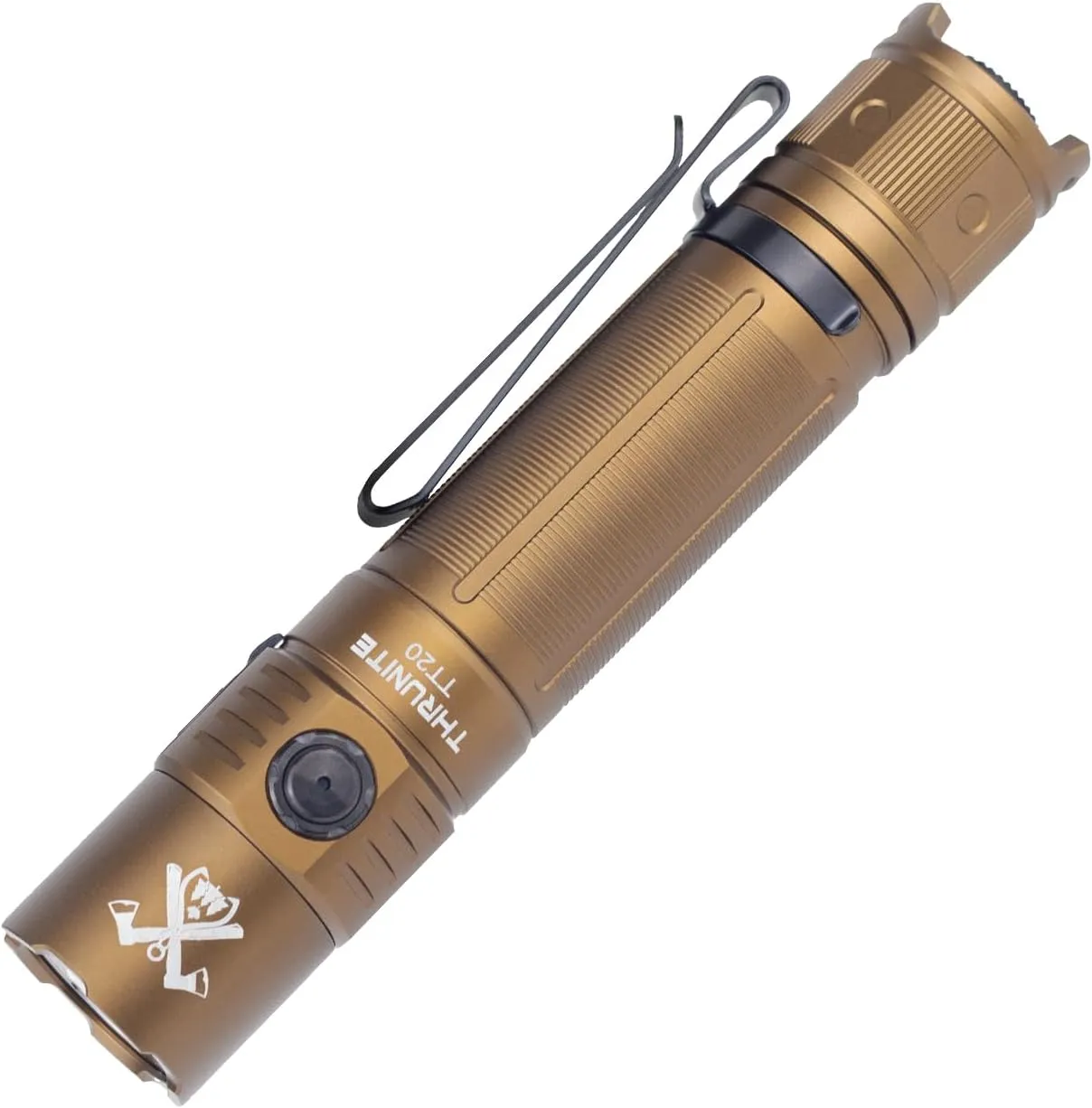 ThruNite TT20 Tactical Flashlight, Customized Verison with The Outsider, High 2010 Lumens, Long 305 Meters Beam Distance, USB-C Rechargeable Flashlight Compact for Hunting, Hiking - Desert Tan CW