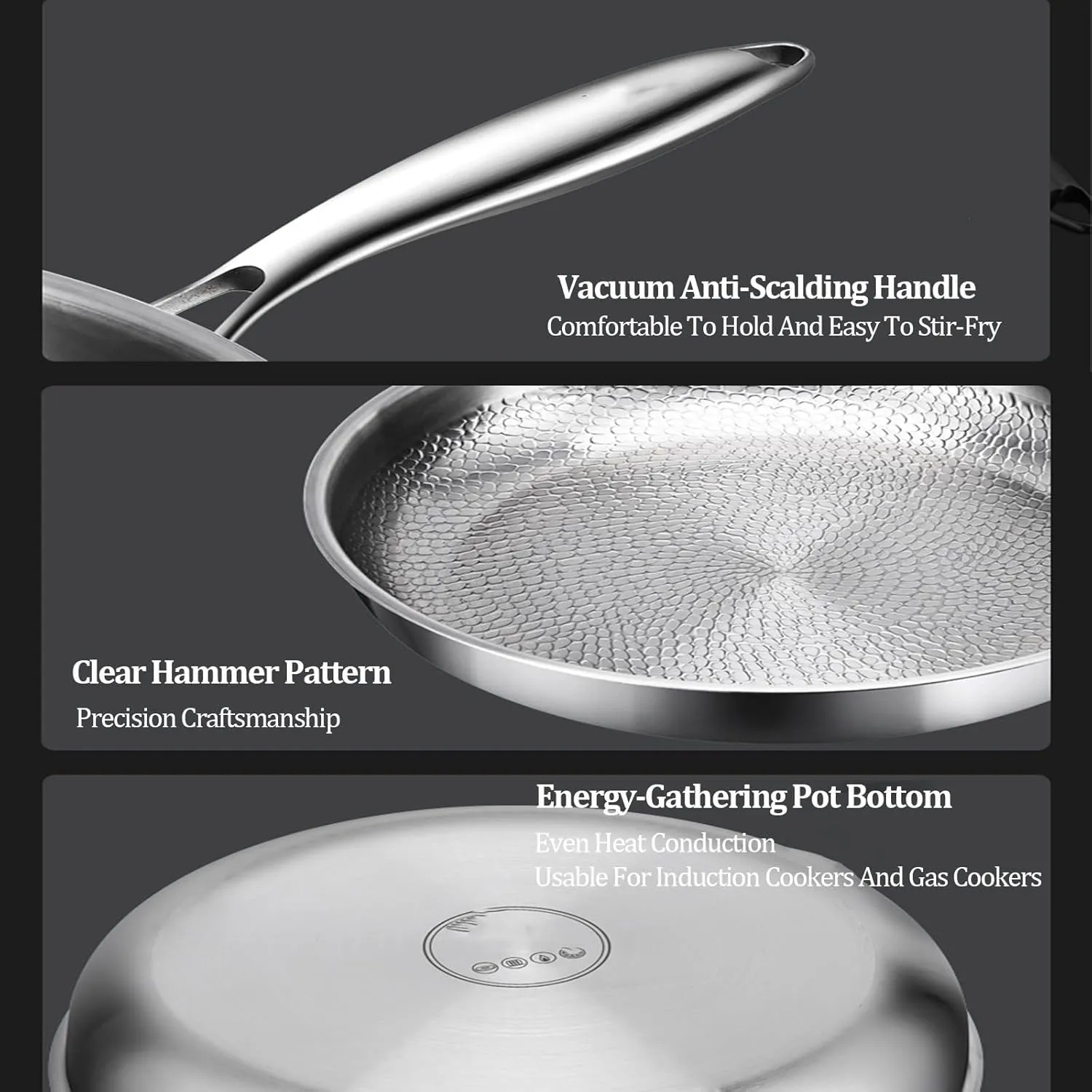 Titanium Hammered Pan Pro with Lid, Ultra-Durable Titanium Pro Cookware Set, 100% Pure Multifunctional Scratch-Resistant Non Stick Nutri Pans for Cooking (M 26cm/10.23in,No Lid)