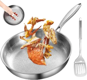 Titanium Hammered Pan Pro with Lid, Ultra-Durable Titanium Pro Cookware Set, 100% Pure Multifunctional Scratch-Resistant Non Stick Nutri Pans for Cooking (M 26cm/10.23in,No Lid)