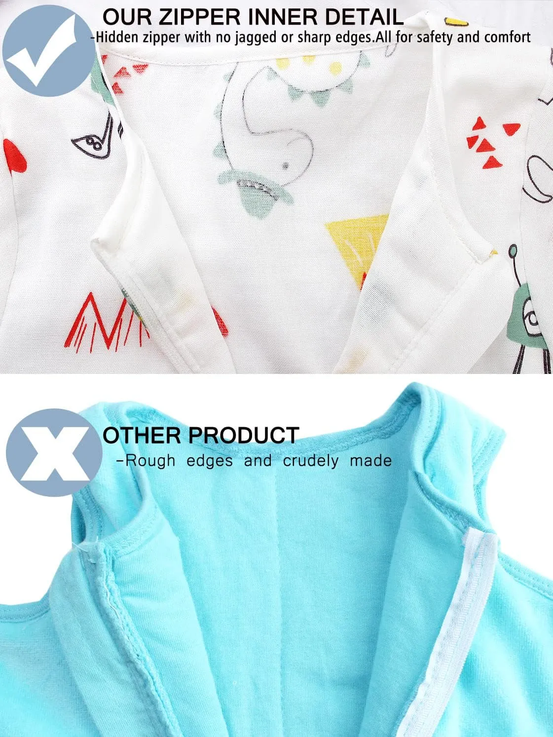 toddler Muslin Original 100% Cotton Sleeping Sack Sleep Bag with legs Baby Wearable Blankets Long Sleeves 1-4T
