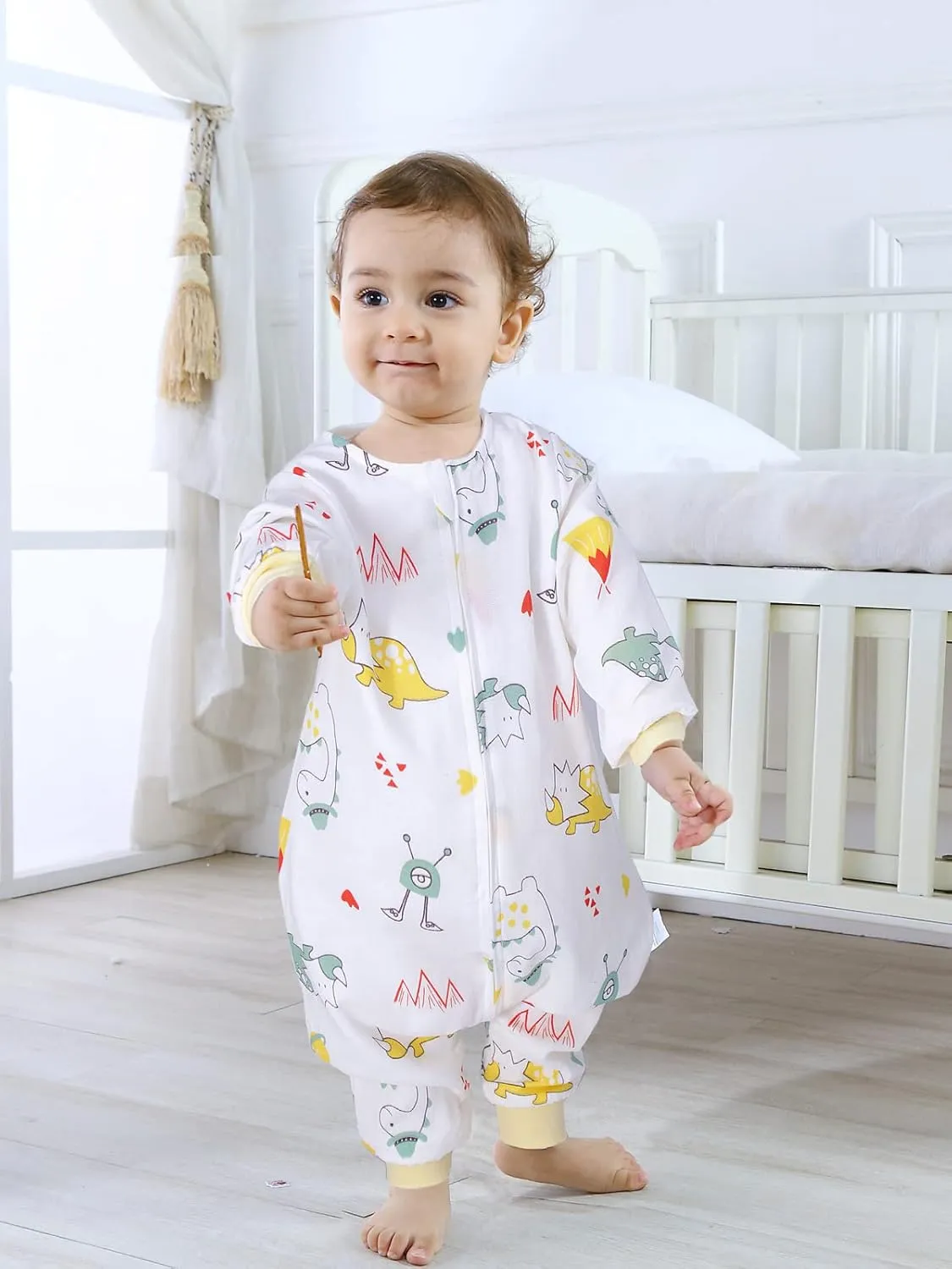 toddler Muslin Original 100% Cotton Sleeping Sack Sleep Bag with legs Baby Wearable Blankets Long Sleeves 1-4T