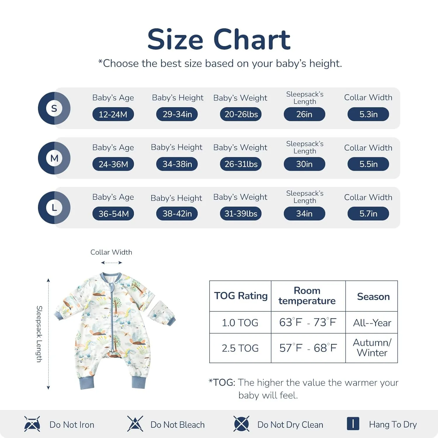 Toddler Sleep Sack with Feet, 1.0 TOG Removable Long Sleeve Combed Cotton Sleep Sack with Legs, Soft Wearable Blanket Baby Sleeping Bag for Kids 24-36 Months