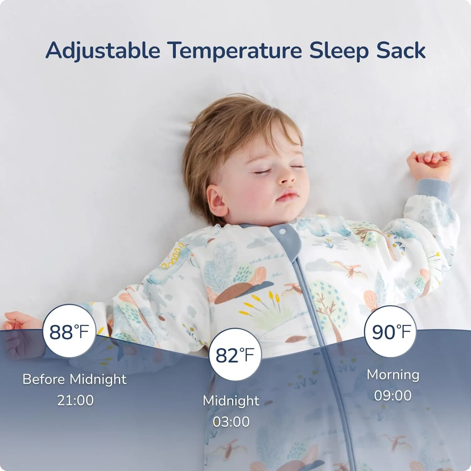 Toddler Sleep Sack with Feet, 1.0 TOG Removable Long Sleeve Combed Cotton Sleep Sack with Legs, Soft Wearable Blanket Baby Sleeping Bag for Kids 24-36 Months