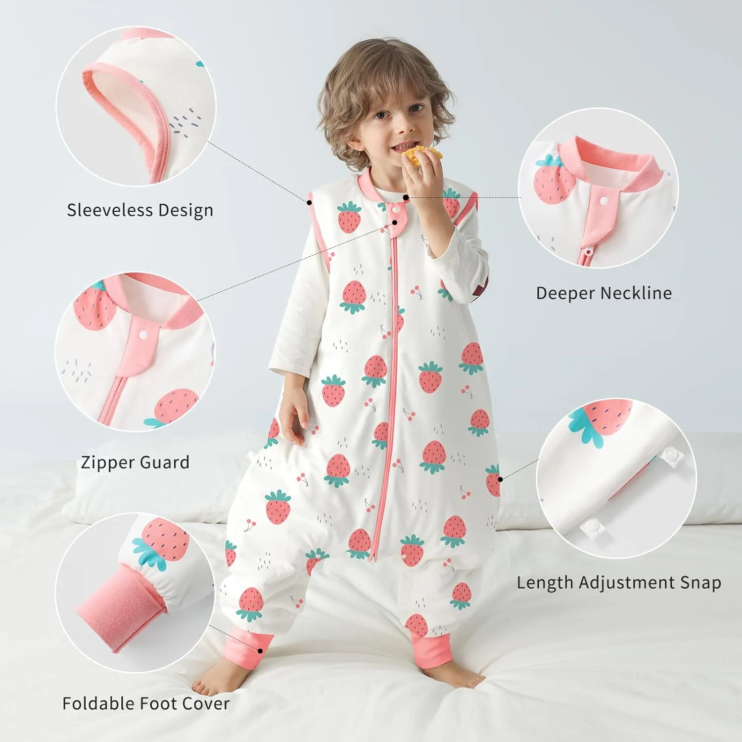 Toddler Sleep Sack with Feet 1t-2t, 2.5 TOG Thermostatic Infant Sleeping Sack with Legs, Soft Cotton Quilted Baby Wearable Blanket, 2-Way Zipper Baby Warm Sleep Bag Walker for Winter