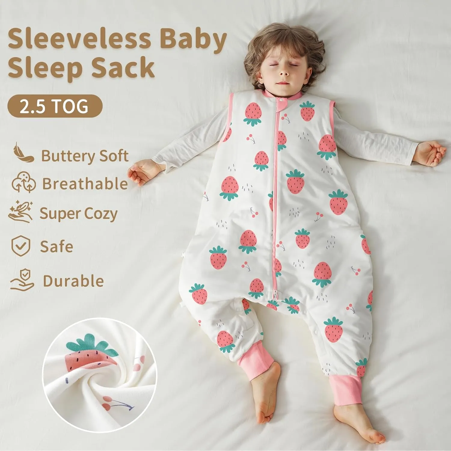 Toddler Sleep Sack with Feet 1t-2t, 2.5 TOG Thermostatic Infant Sleeping Sack with Legs, Soft Cotton Quilted Baby Wearable Blanket, 2-Way Zipper Baby Warm Sleep Bag Walker for Winter