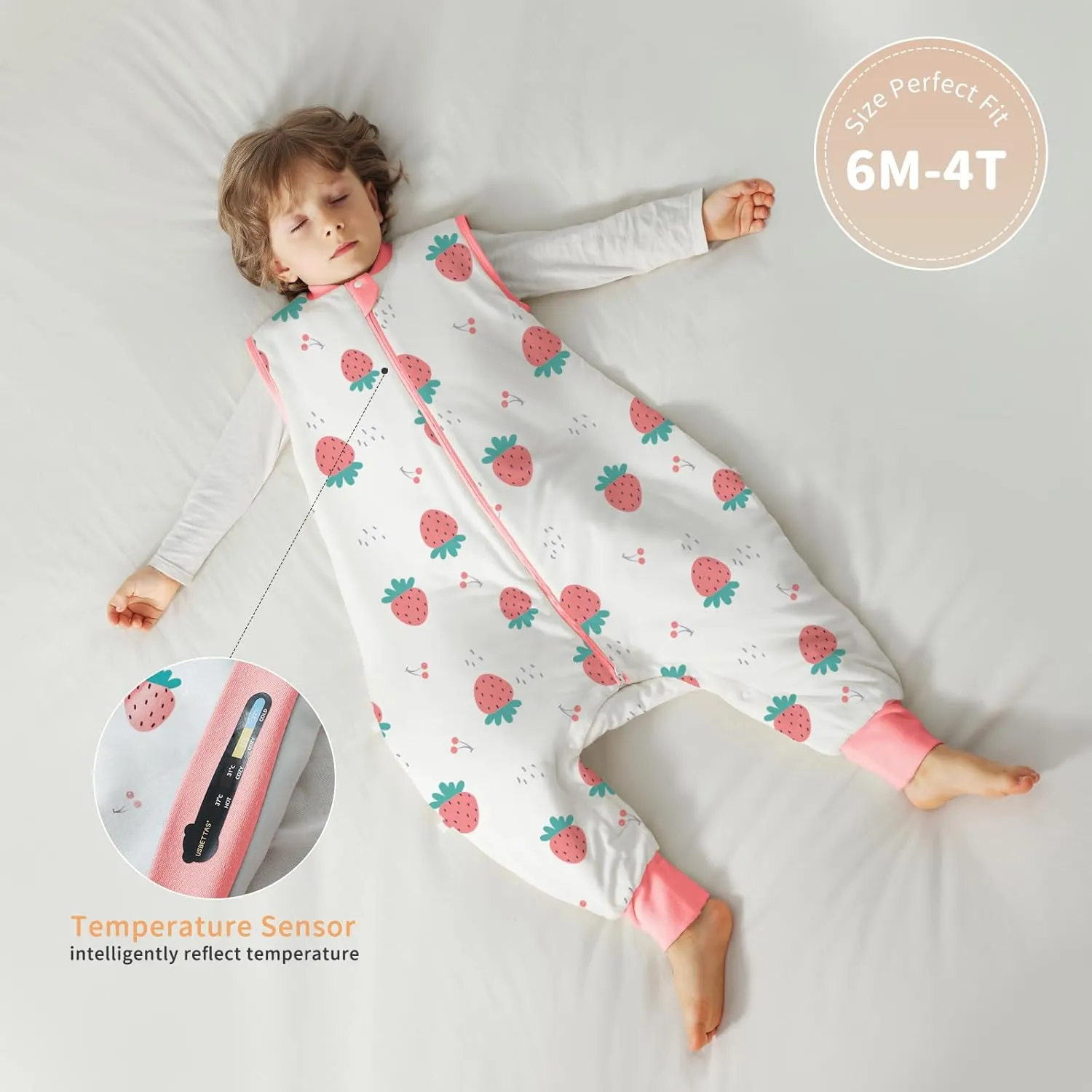 Toddler Sleep Sack with Feet 1t-2t, 2.5 TOG Thermostatic Infant Sleeping Sack with Legs, Soft Cotton Quilted Baby Wearable Blanket, 2-Way Zipper Baby Warm Sleep Bag Walker for Winter