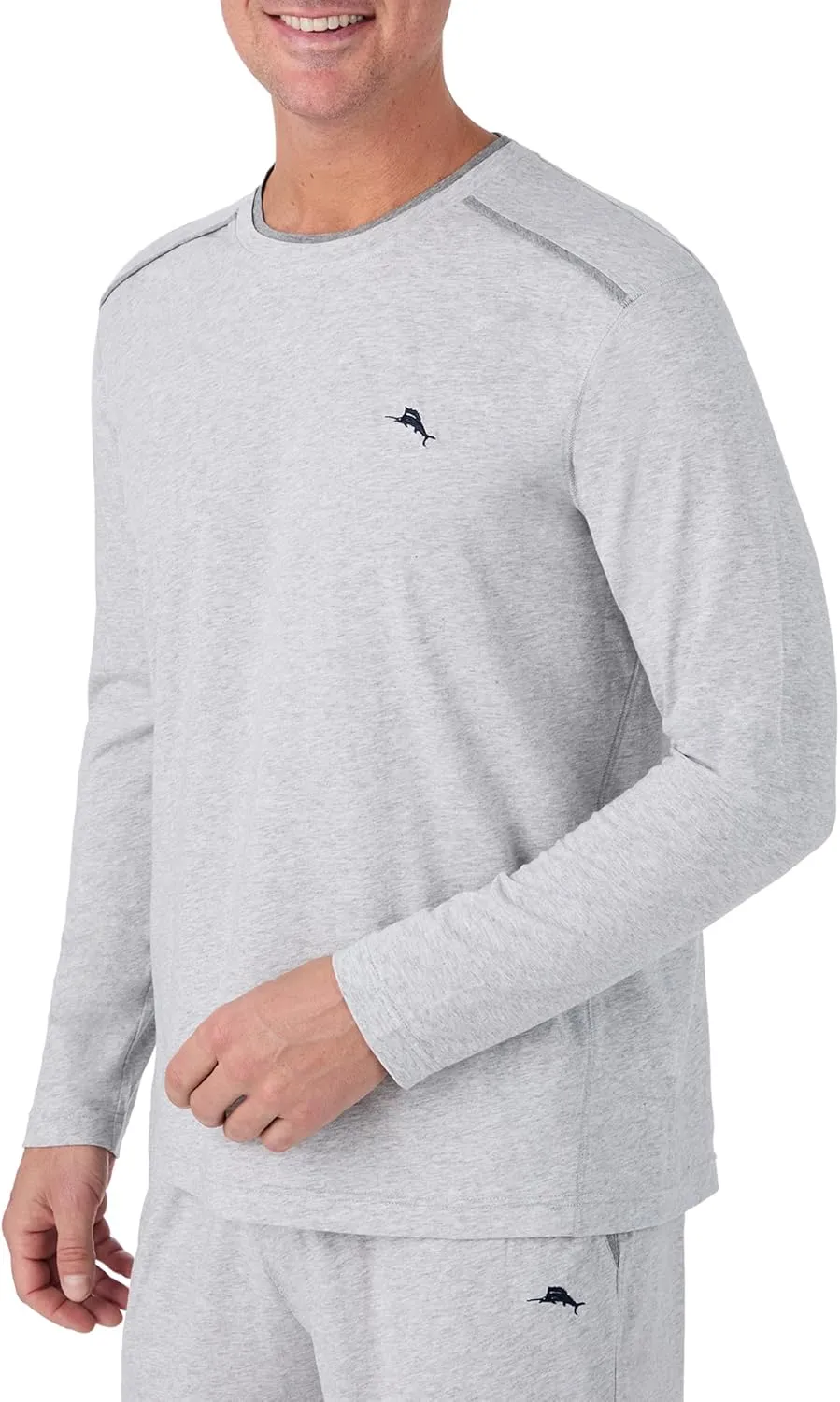 Tommy Bahama - Men's Essential T Shirt, Long Sleeve Crew Neck Cotton Blend Top for Sleep or Lounge