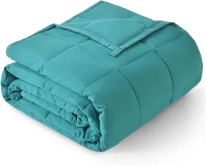Topblan Breathable Ultra Soft 15lbs Weighted Blanket, Twin Full Size, Warm Heavy Blanket with Glass Beads, 48 x 72 inches, Green