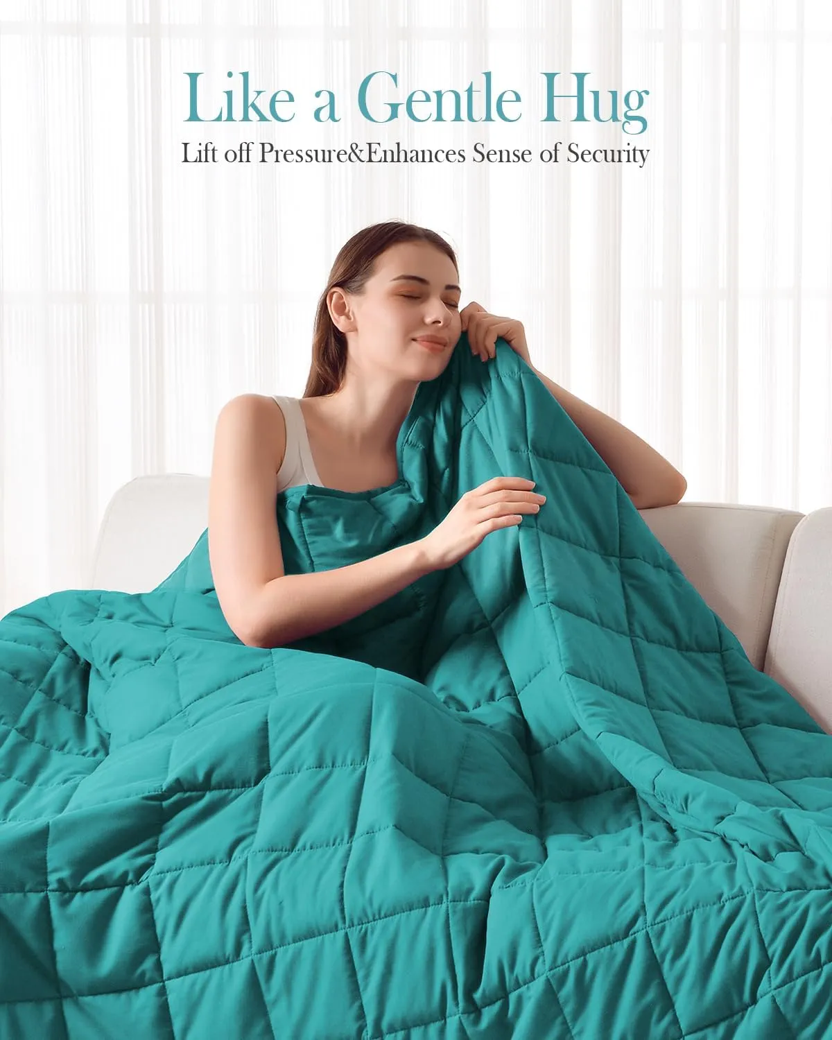 Topblan Breathable Ultra Soft 15lbs Weighted Blanket, Twin Full Size, Warm Heavy Blanket with Glass Beads, 48 x 72 inches, Green