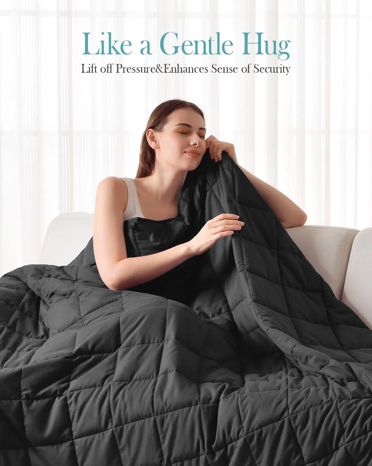 Topblan Weighted Blanket for Adults, Breathable Cooling Weighted Blanket, High Breathability Blanket 12lbs, Soft Material with Glass Beads for All Season, Sofa Bed, 48"x72" Twin Size, Black