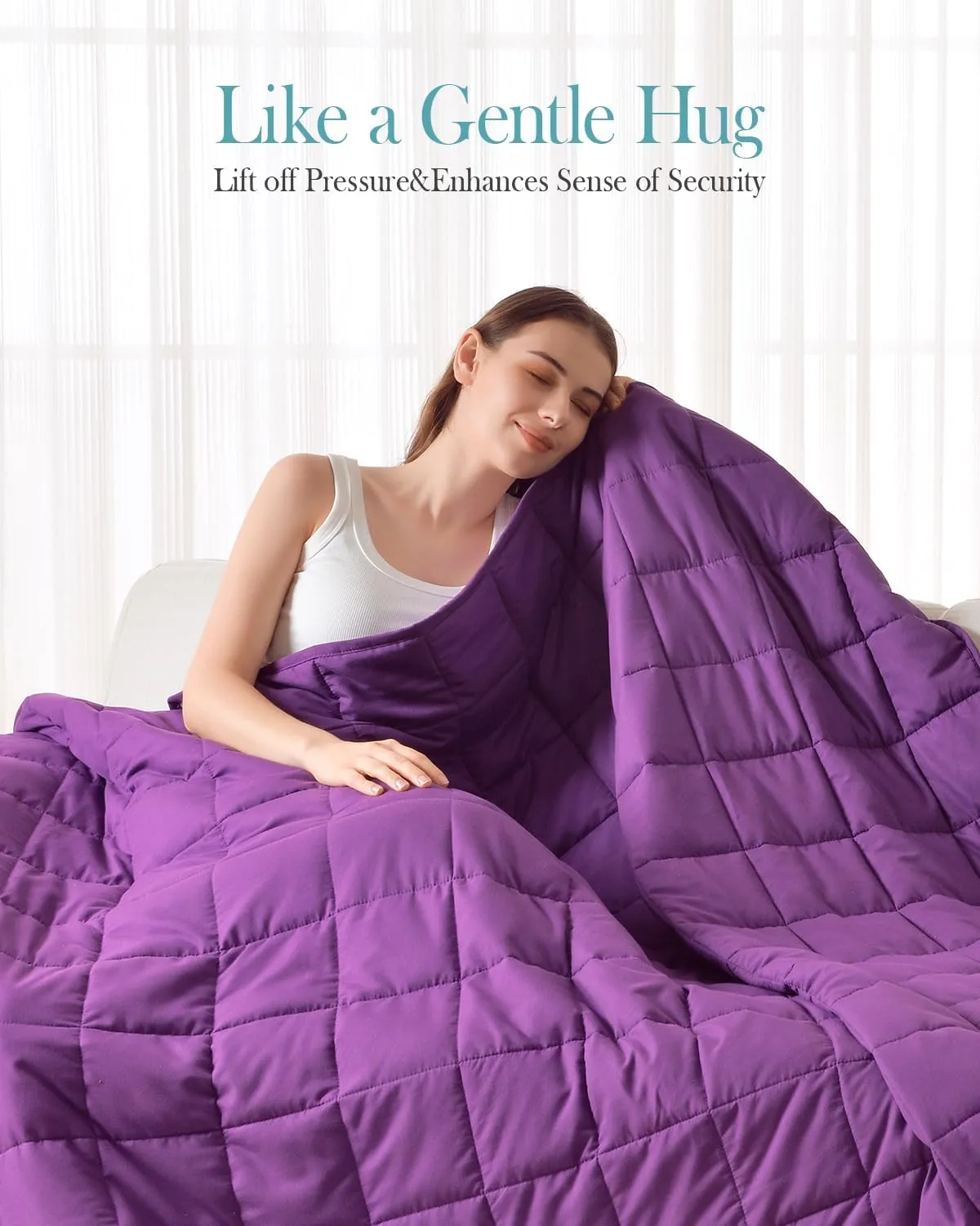 Topblan Weighted Blanket Full Size, Breathable Ultra Soft 12lbs Weighted Blanket for Adults, Weighted Blanket for Bed Sofa,Warm Heavy Blanket Machine Washable,48 x 72 inches, Purple
