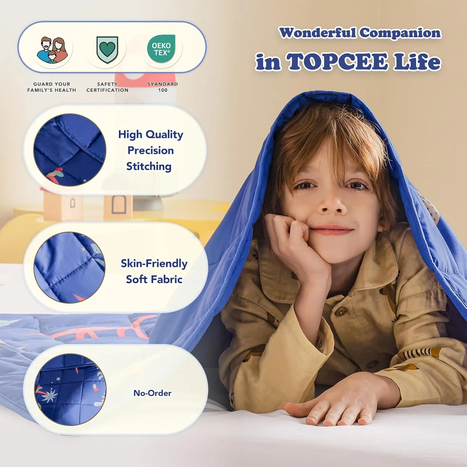Topcee Weighted Blanket (3lbs 36"x48") Heavy Weighted Blanket Cooling Blanket for Sleeping Perfect for 20-40 lbs,Throw Size Breathable Blanket with Premium Glass Bead