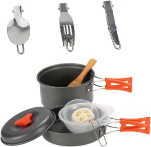 Totority 1Set Portable Camping Cookware Lightweight Picnic Kitchenware for Outdoor Cooking for Camping Hiking and BBQ Easy to Clean and Carry Space Saving Design