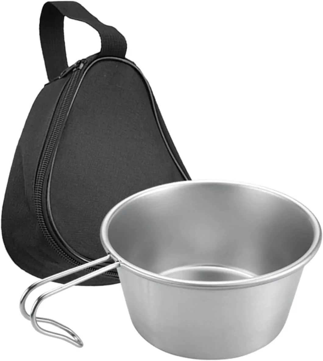 Totority Stainless Steel Salad Bowl with Handle Camping Mug Collapsible Bowl for Outdoor Metal Cup Lightweight Picnic Accessory