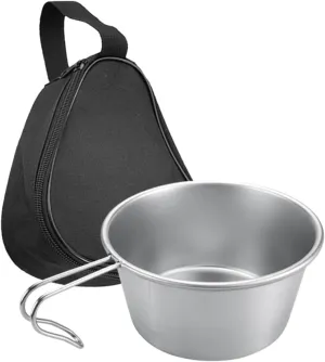 Totority Stainless Steel Salad Bowl with Handle Camping Mug Collapsible Bowl for Outdoor Metal Cup Lightweight Picnic Accessory