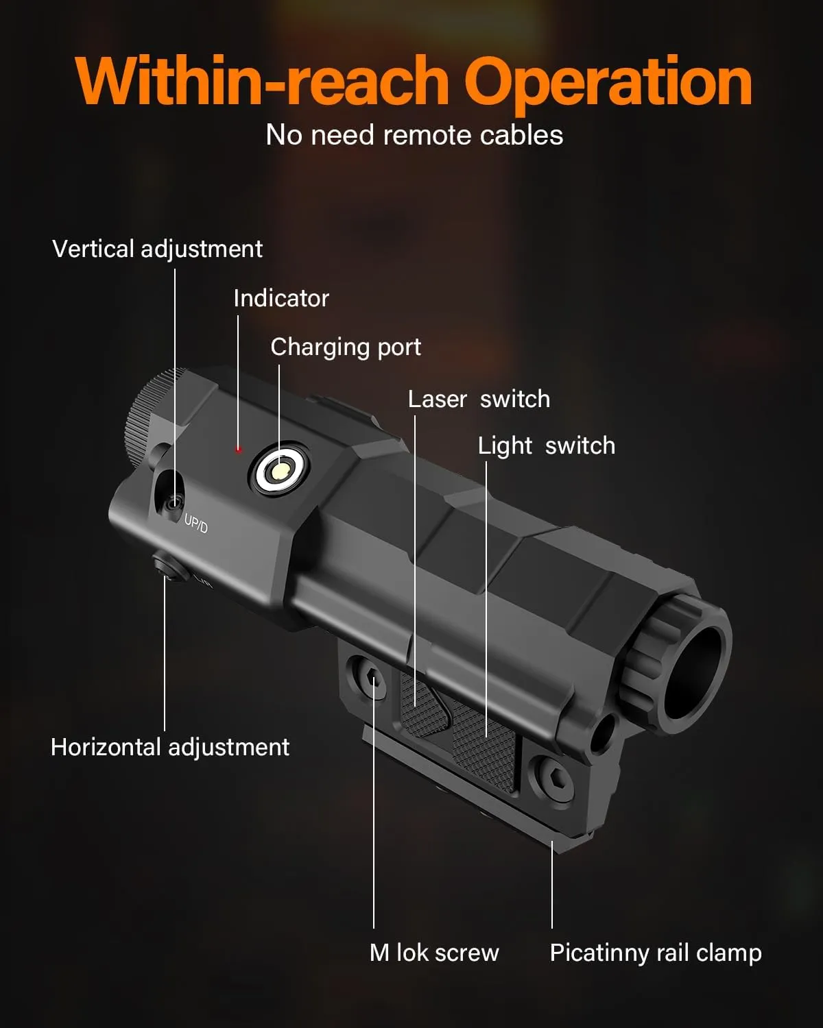 TOUGHSOUL Flashlight Laser Sight Combo, Max 1600 Lumen Rechargeable Green Laser Flashlight