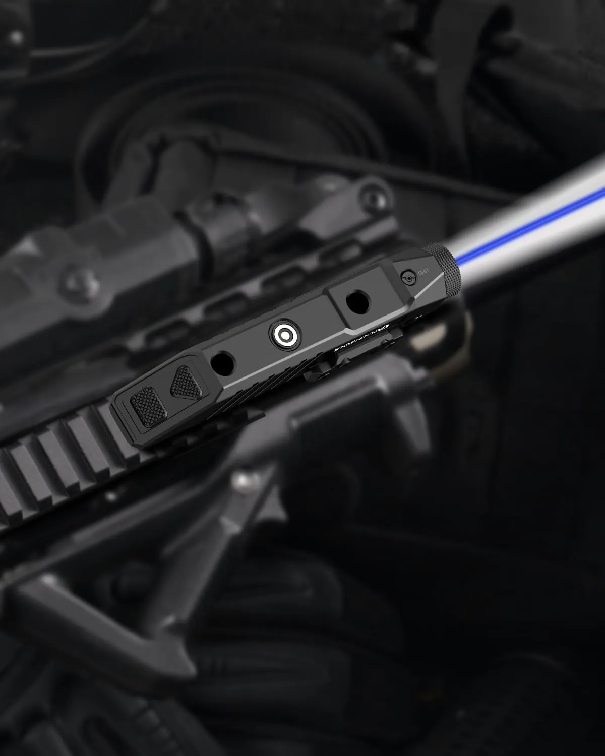 TOUGHSOUL Mlok Picatinny 2 in 1 Tactical Flashlight with Blue Laser Sight Combo, Body Material Polymer 1450 Lumen Light with Rechargeable Battery (Blue Laser)