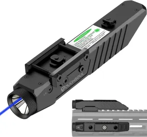 TOUGHSOUL Mlok Picatinny 2 in 1 Tactical Flashlight with Blue Laser Sight Combo, Body Material Polymer 1450 Lumen Light with Rechargeable Battery (Blue Laser)
