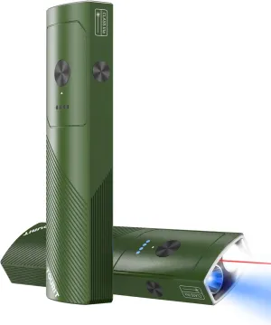 TOURIT Flat EDC Flashlight 1000 Lumens, Rechargeable Flashlight with Red Beam, UV Light, Compact Pocket Flashlight, LED Flashlight with Magnetic Base, Green