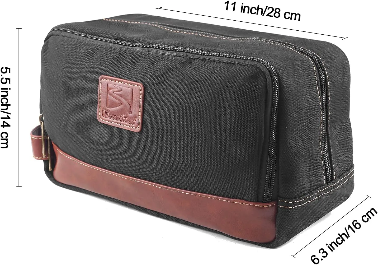 Travel Toiletry Bag for Men and Women, Canvas Toiletry Organizer Water-Resistant Vegan Leather, Hanging Dopp Kit Shaving Bag for Toiletries Accessories