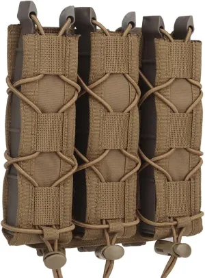 Triple Extended MP5 MP7 Mag Pouch, 3 Molle Long 9mm Tactical Magazine Holster Quick Pull Flashlight Holder Belt Vest Mount