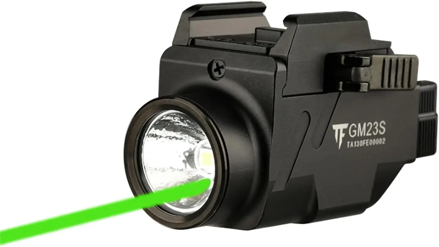 TrustFire GM23S Pistol Light Weapon Light 800-Lumen Rail Mounted Type C Rechargeable Tactical Light with Green Aiming Laser