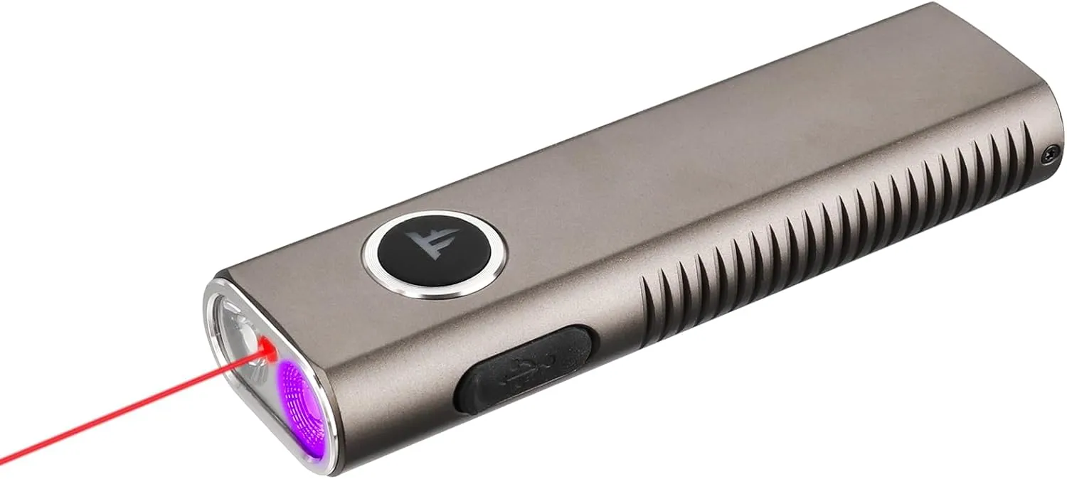 TrustFire Mini X3-SE Rechargeable Flat EDC Flashlight with White Light, UV Light and Red Beam, 1200 Lumens LED Flashlights Combo, Triple Light Sources Pocket Lights IPX6 for Emergency (Grey)