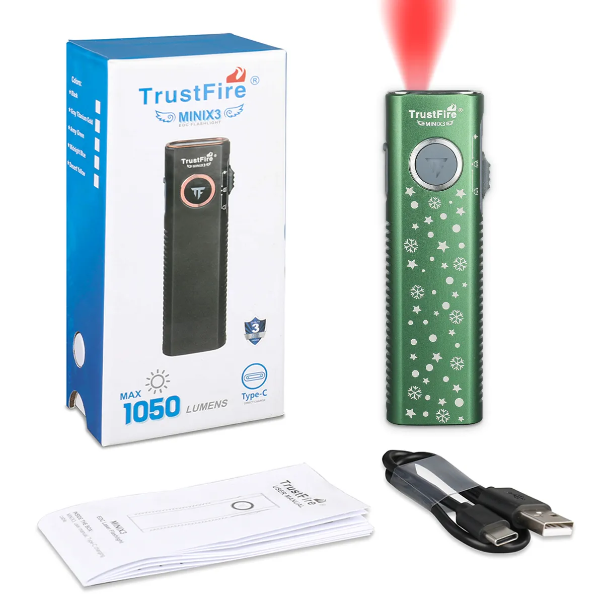 TrustFire MiniX3 EDC Multi-Function Flashlight Available with white light, flood light, green laser, and UV or red light options(BUY NOW AND ENJOY AUTOMATIC 20% OFF)