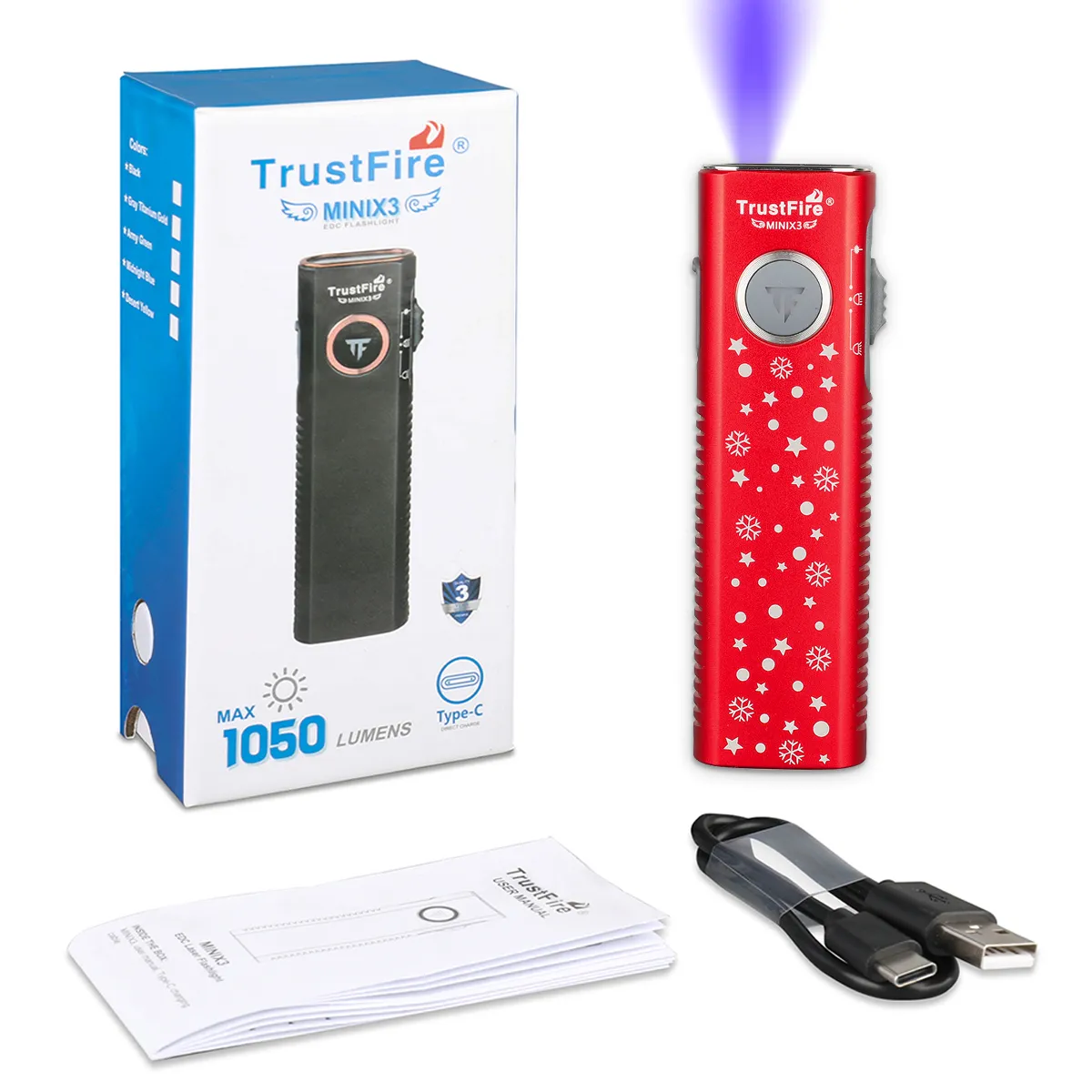 TrustFire MiniX3 EDC Multi-Function Flashlight Available with white light, flood light, green laser, and UV or red light options(BUY NOW AND ENJOY AUTOMATIC 20% OFF)