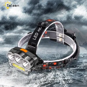 TSLEEN 7 Modes Waterproof COB LED Flashlight Outdoors Headlight Headlamp Head Light Lamp Torch Lanterna With 2x18650 Batteries