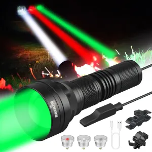 UC50 Zoomable Hunting Flashlight with Interchangeable Modules (Red、Green、White、IR) - 1200 Lumens Predator Light for Hog Coyote and Varmint Night Hunting