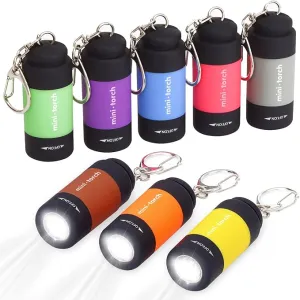 UCEC Mini Keychain Flashlight, Travel Flashlight USB Torch Rechargeable Colorful LED Flashlight High-Powered Pocket Keychain Flashlights, 8 Pack