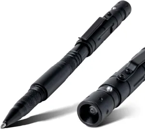 Ultimate Tactical Self-Defense Combo: Shockwave Mini Stun Flashlight & Discreet Tactical Pen | 800,000 Volts Protection | Blinding Flashlight | Aircraft-Grade Aluminum | Glass Breaker | Travel-Friendl