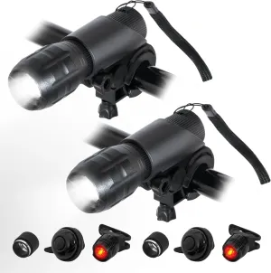 Ultra Bright Bike Headlight Front and Back with Bike Bell Tactical MTB Flashlight, 300-1000 Lumens, 200m Beam Distance, 3 Modes, Adjustable Focus
