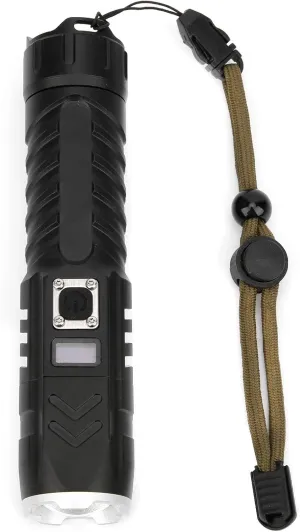 Ultra Bright Outdoor Flashlight Zoomable Focusing USB Rechargeable Smart OLED Display Aluminium Alloy Xhp90 Water Prevent Daily for Adventure Camping