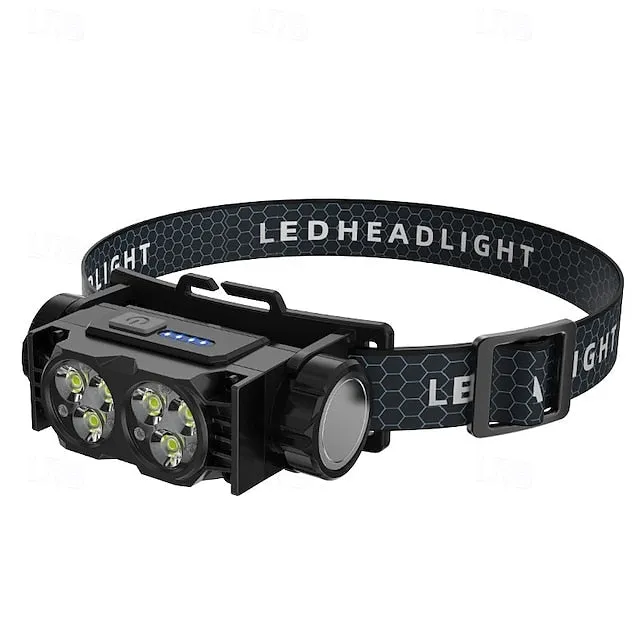 Ultra-Light USB Rechargeable HeadLamp with Magnet & Power Display - 3 Modes Portable & Bright for Night Work Hiking Camping Travel & Dog Walks (Batteries Included)