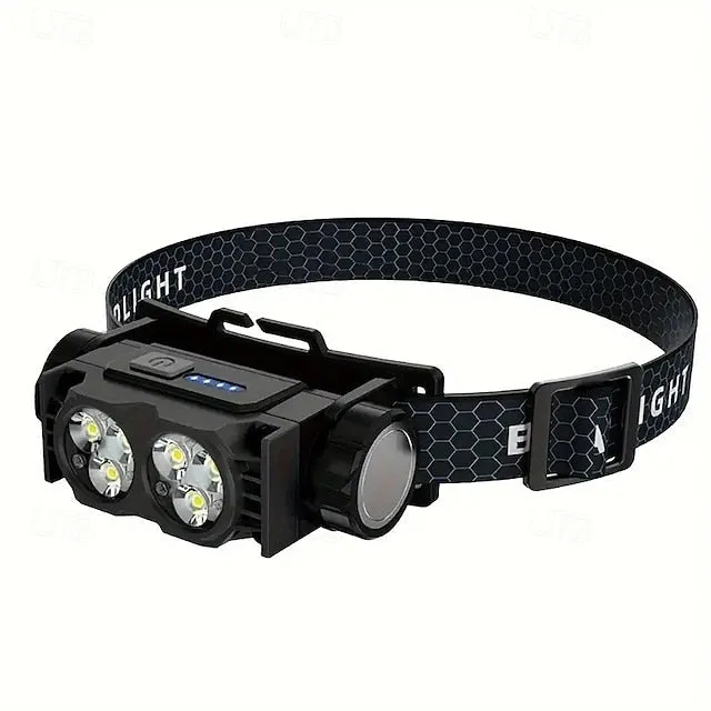 Ultra-Light USB Rechargeable HeadLamp with Magnet & Power Display - 3 Modes Portable & Bright for Night Work Hiking Camping Travel & Dog Walks (Batteries Included)
