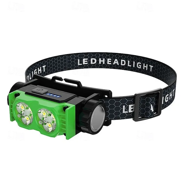 Ultra-Light USB Rechargeable HeadLamp with Magnet & Power Display - 3 Modes Portable & Bright for Night Work Hiking Camping Travel & Dog Walks (Batteries Included)