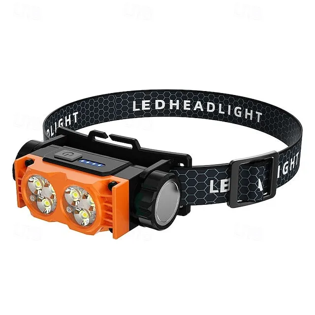 Ultra-Light USB Rechargeable HeadLamp with Magnet & Power Display - 3 Modes Portable & Bright for Night Work Hiking Camping Travel & Dog Walks (Batteries Included)
