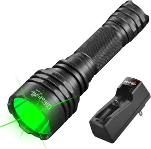 ULTRAFIRE 10W Green Hunting Flashlight 273 Yards Super Bright LED Green Flashlight for Night Tactical Hunting Hogs, Coyotes and Varmints WF-509G