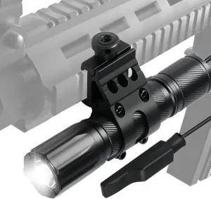 ULTRAFIRE 1600 High Lumen Tactical Flashlight LED Hunting Weapon Light with Picatinny Mount and Pressure Switch,Single Mode Mini LED Flashlight for Night Hunt Hog, Camping, Hiking