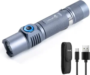 ULTRAFIRE EC1 Rechargeable Flashlight with Holster, 1500 High Lumens Tactical Flashlight, 7 Modes Super Bright LED Pocket Handheld Flashlight for Outdoor Rescue, Searching, Hiking and Emergency