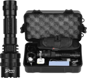 ULTRAFIRE High Lumens Rechargeable Flashlight with Holster, UFB26 and Car Charger Included -1000 Lumens, 5modes, IPX 65 Water-Resistant LED Torch Light for Emergency UF-1102