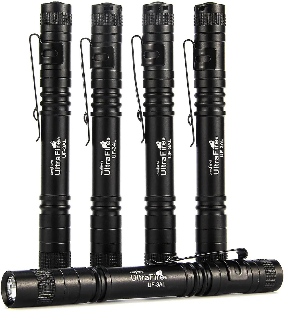 ULTRAFIRE Pocket-Sized Flashlight,UF-3AL,Penlight with White LED,80 Lumens,5 Pack (Flashlight Only)
