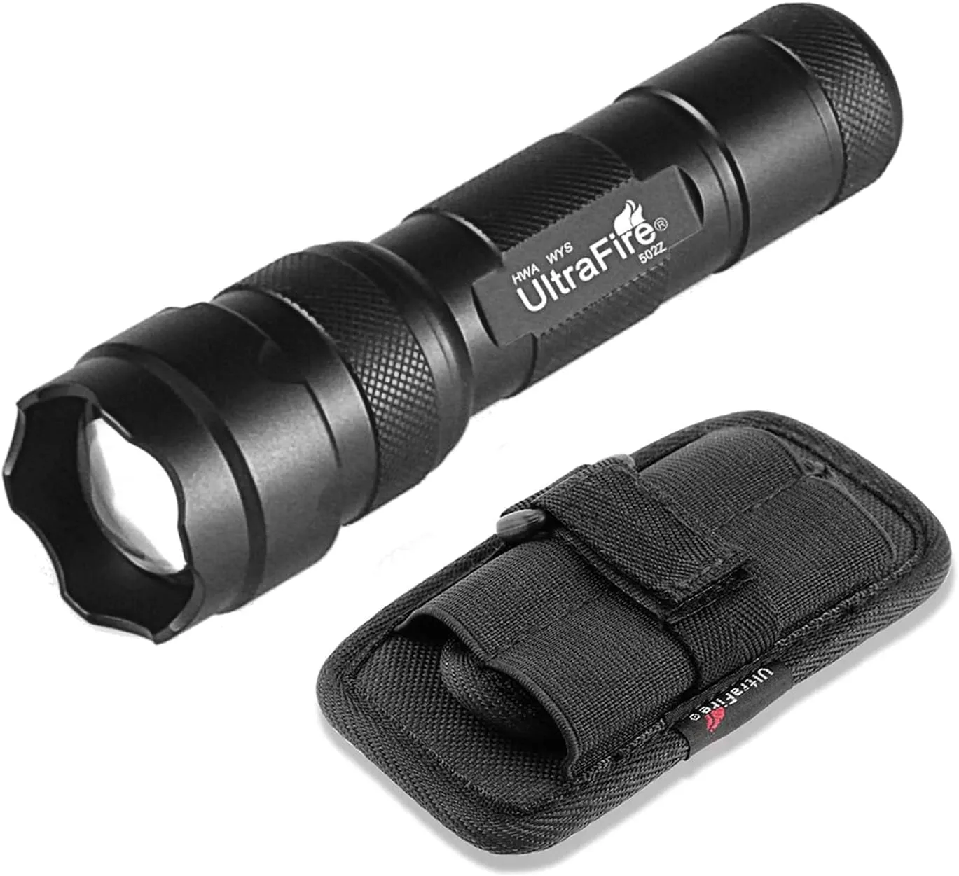 ULTRAFIRE Single Mode Mini Flashlight with Holster,1200 High Lumen Zoomable Handheld LED Flashlight Duty Flashlights with Belt Holster and Charger Bright Small Flash Light 502z
