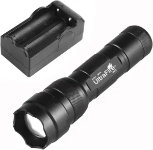 ULTRAFIRE Single Mode Mini Flashlight,1200 High Lumen Zoomable LED Tactical Flashlight with UFB18 and Charger for Outdoor Camping and Hiking Bright Small Handheld Flashlight 502z