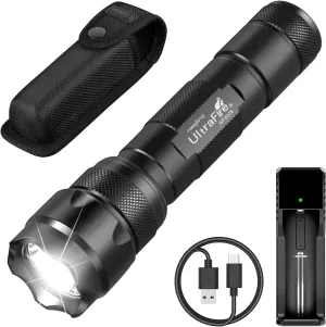 ULTRAFIRE Tactical Flashlight with Holster, 1000 Lumen 5 Modes Small EDC Flashlight with Torch Pouch for Duty Belt, Bright Waterproof Protable Flash Light, WF-502B