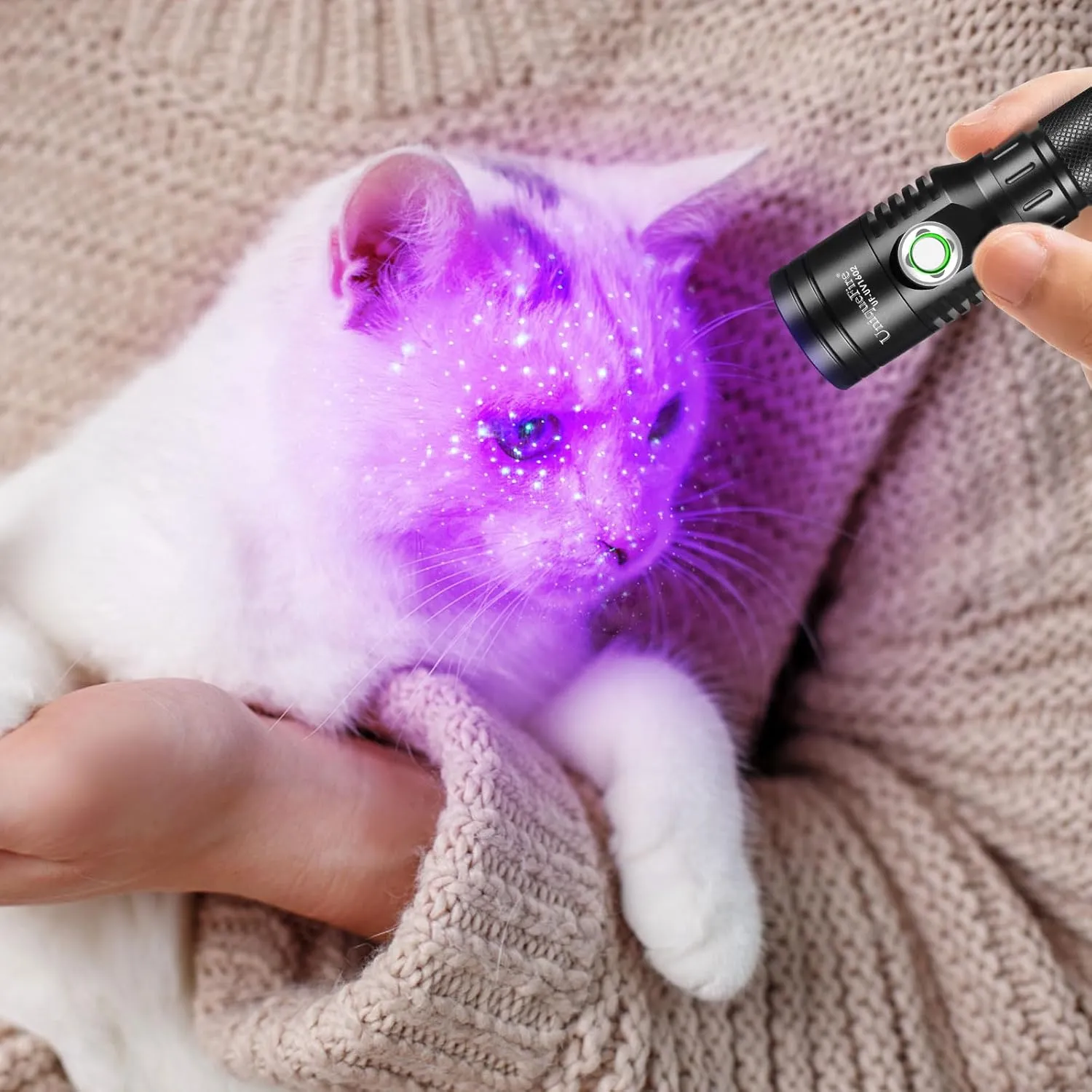 UniqueFire 1602 395nm UV Flashlight, High Power USB Rechargeable UV Resin Light, 2 Mode Mini LED Handheld Uv Flashlights Powerful Handheld Detector for Pet Urine, Fluorescence etc. (uv395nm_1602)