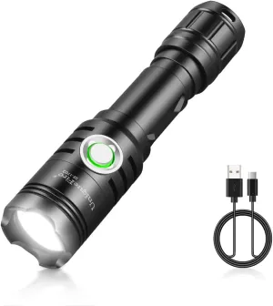 UniqueFire Rechargeable Mini Flashlights High Lumens, 2500 Lumens Super Bright Powerful LED Flash Light, 2 Modes Waterproof Handheld Flash Light for Home, Emergencies, Camping (White light-1702)